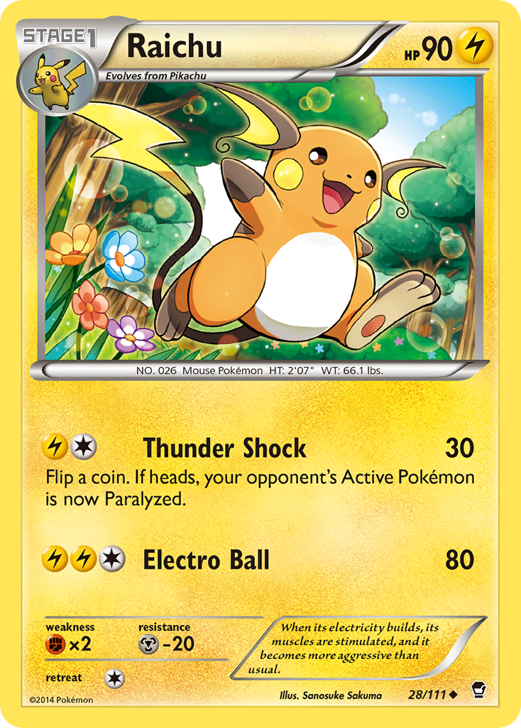 Raichu (28/111) [XY: Furious Fists] | Anubis Games and Hobby