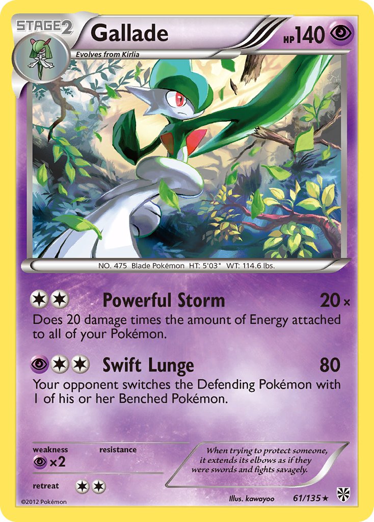 Gallade (61/135) (Cosmos Holo) (Blister Exclusive) [Black & White: Plasma Storm] | Anubis Games and Hobby