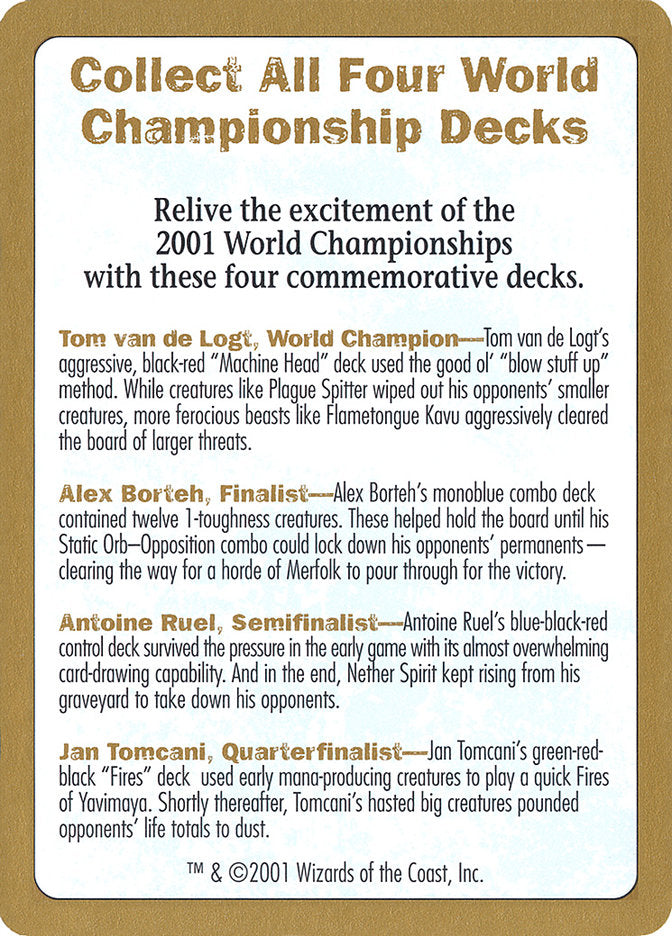 2001 World Championships Ad [World Championship Decks 2001] | Anubis Games and Hobby