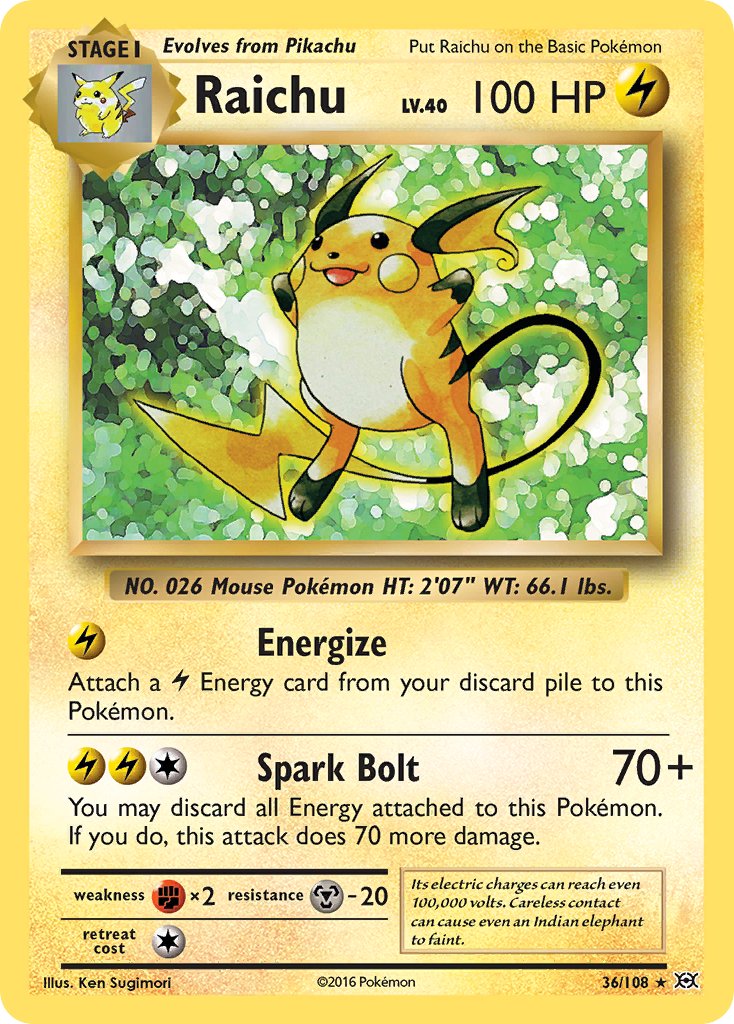 Raichu (36/108) (Theme Deck Exclusive) [XY: Evolutions] | Anubis Games and Hobby