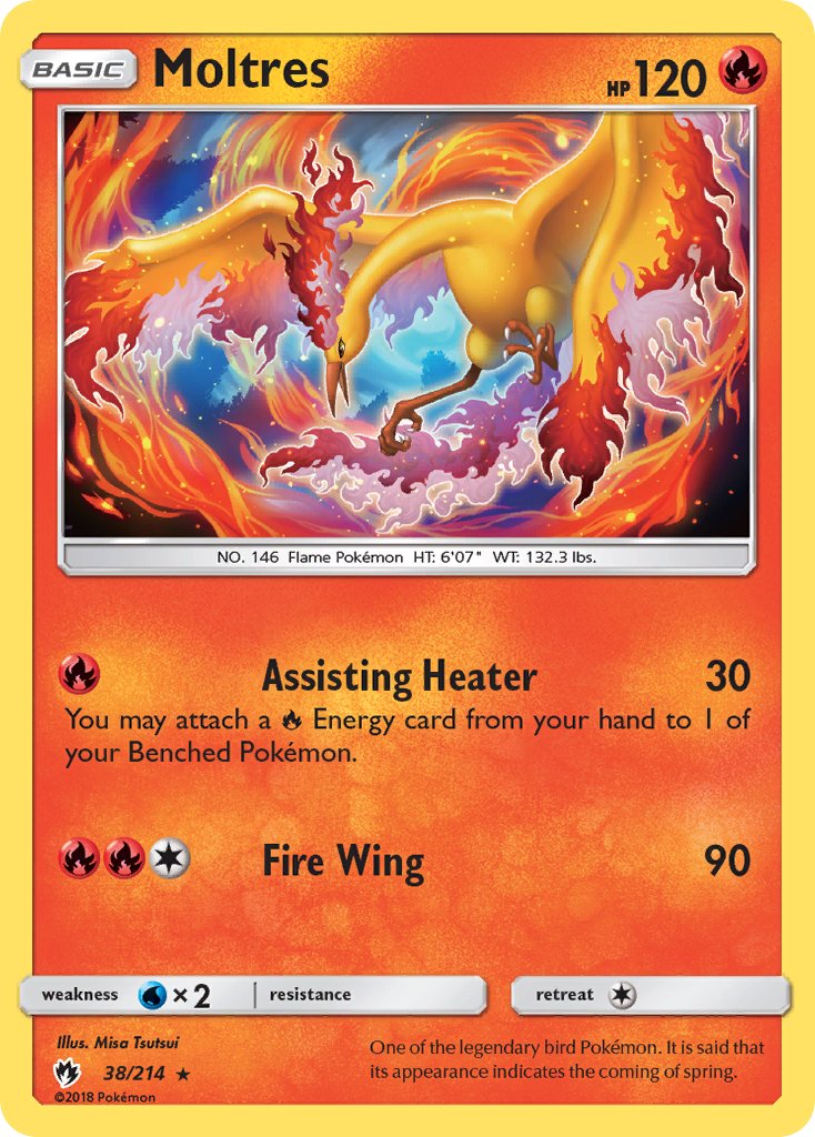 Moltres (38/214) (Let's Play, Eevee) Cracked Ice Holo) (Theme Deck Exclusive) [Sun & Moon: Lost Thunder] | Anubis Games and Hobby