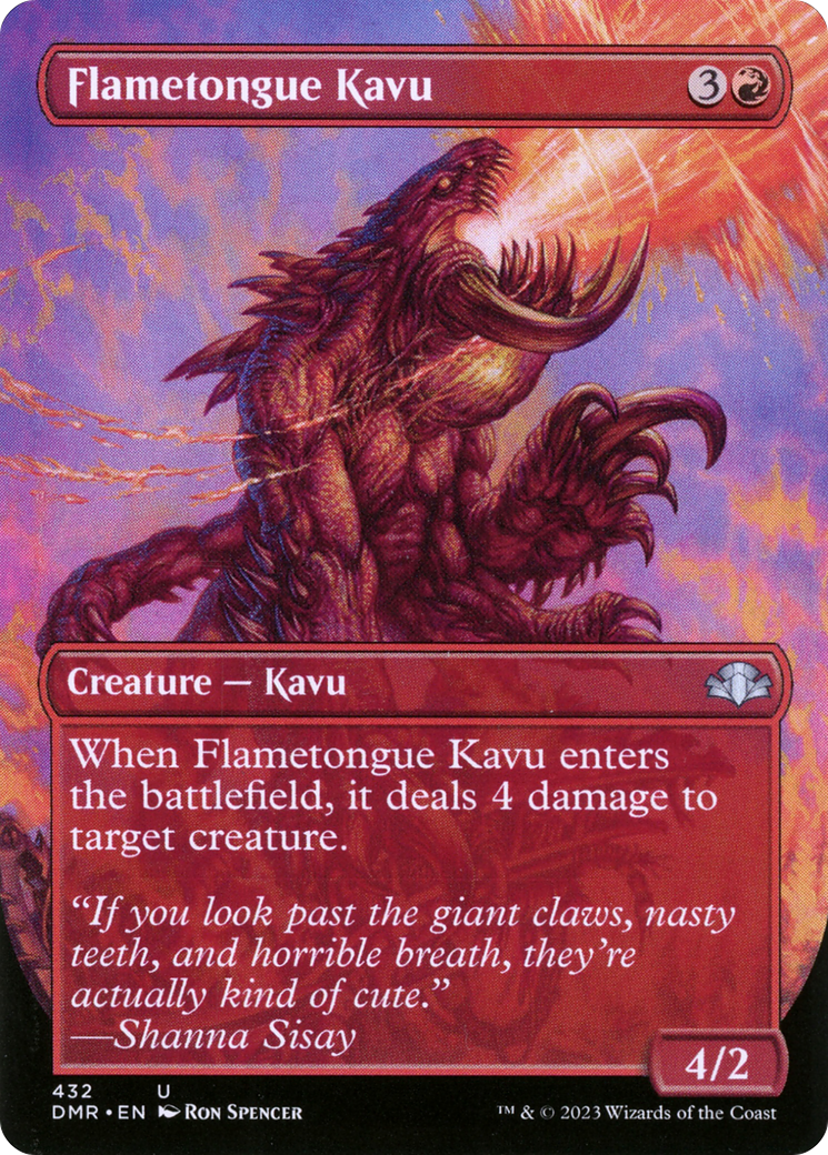 Flametongue Kavu (Borderless Alternate Art) [Dominaria Remastered] | Anubis Games and Hobby