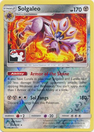 Solgaleo (142/236) (Pokemon Club Special Print) [Sun & Moon: Cosmic Eclipse] | Anubis Games and Hobby