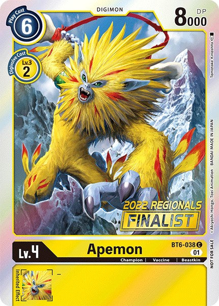 Apemon [BT6-038] (2022 Championship Online Regional) (Online Finalist) [Double Diamond Promos] | Anubis Games and Hobby