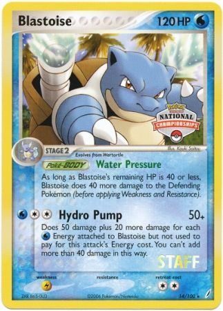 Blastoise (14/100) (National Championship Promo Staff) [EX: Crystal Guardians] | Anubis Games and Hobby