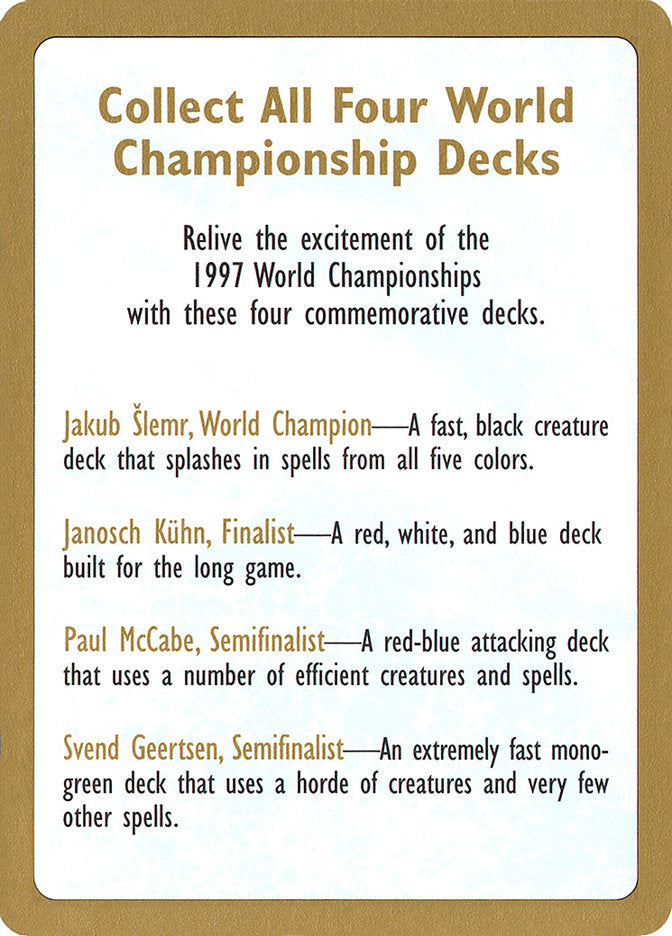 1997 World Championships Ad [World Championship Decks 1997] | Anubis Games and Hobby