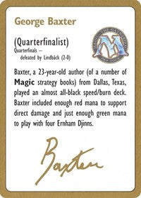 1996 George Baxter Biography Card [World Championship Decks] | Anubis Games and Hobby
