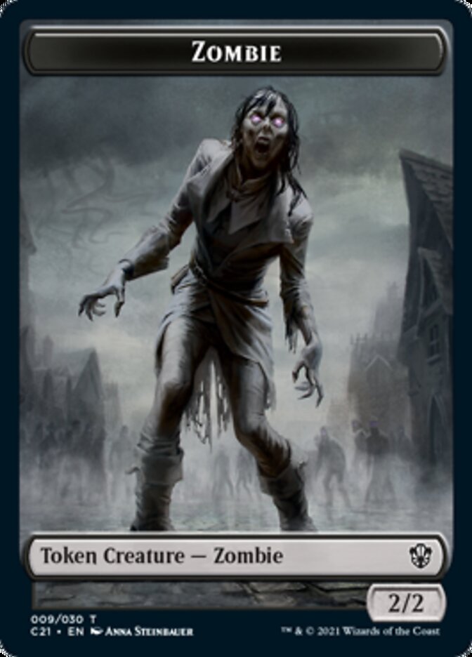 Zombie // Horror Double-Sided Token [Commander 2021 Tokens] | Anubis Games and Hobby