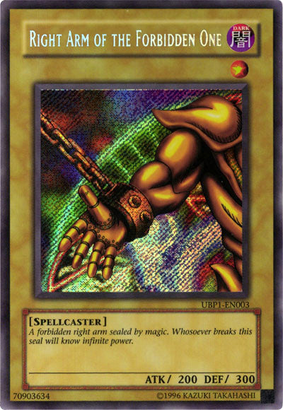 Right Arm of the Forbidden One [UBP1-EN003] Secret Rare | Anubis Games and Hobby