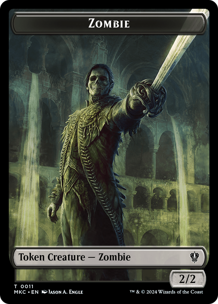 Vizier of Many Faces // Zombie Double-Sided Token [Murders at Karlov Manor Commander Tokens] | Anubis Games and Hobby