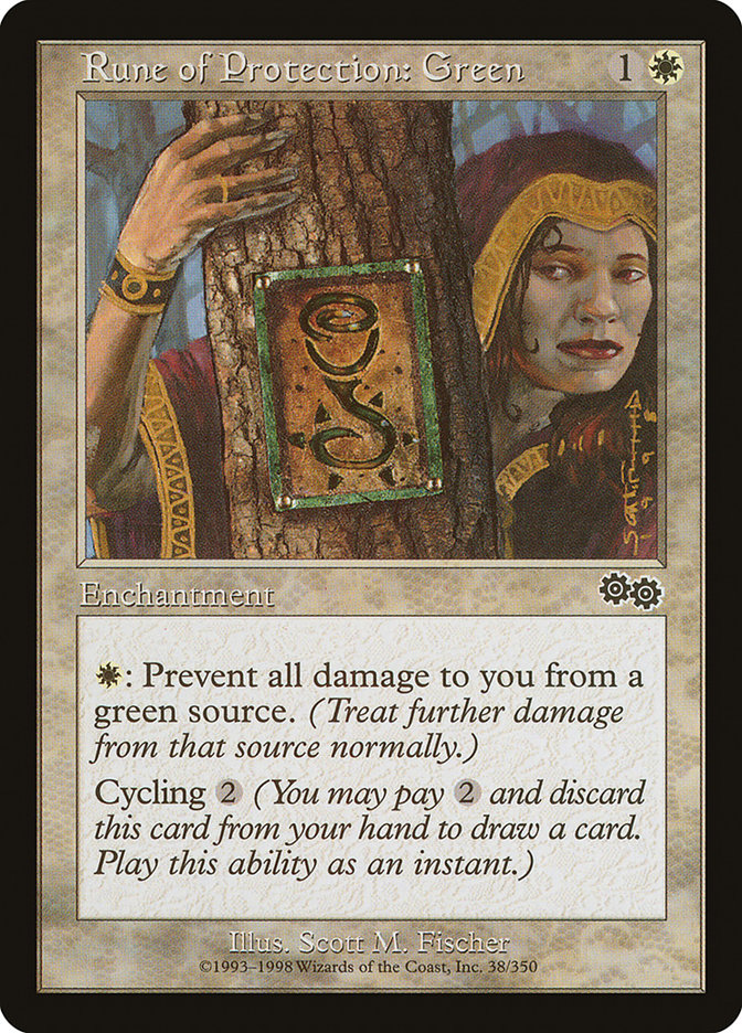 Rune of Protection: Green [Urza's Saga] | Anubis Games and Hobby