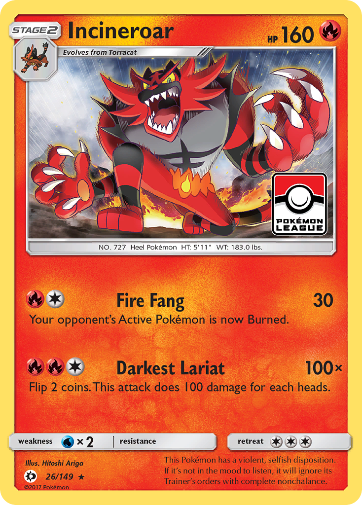 Incineroar (26/149) [Sun & Moon: Base Set] | Anubis Games and Hobby