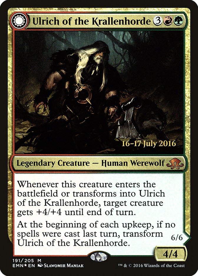 Ulrich of the Krallenhorde // Ulrich, Uncontested Alpha [Eldritch Moon Prerelease Promos] | Anubis Games and Hobby