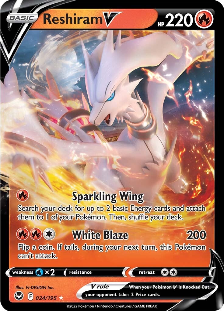 Reshiram V (024/195) [Sword & Shield: Silver Tempest] | Anubis Games and Hobby