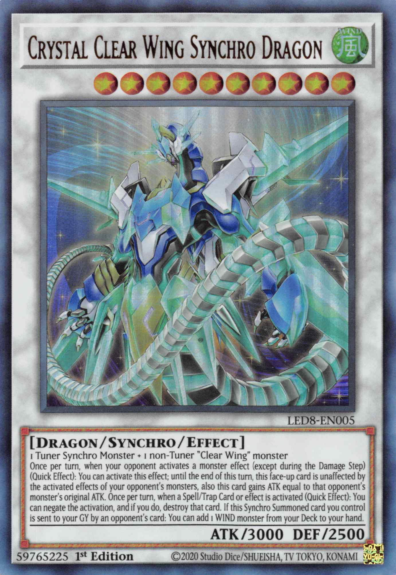 Crystal Clear Wing Synchro Dragon [LED8-EN005] Ultra Rare | Anubis Games and Hobby