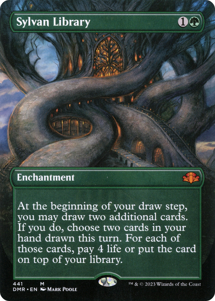 Sylvan Library (Borderless Alternate Art) [Dominaria Remastered] | Anubis Games and Hobby