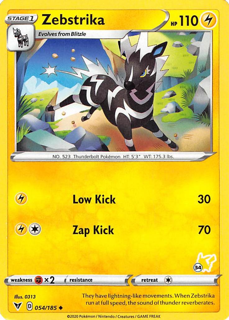 Zebstrika (054/185) (Pikachu Stamp #34) [Battle Academy 2022] | Anubis Games and Hobby