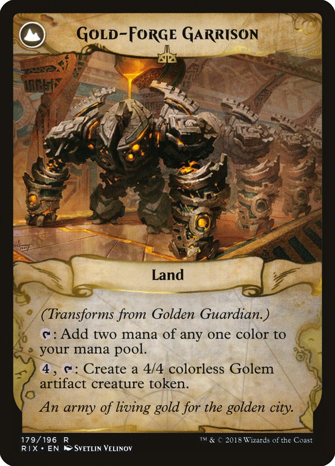 Golden Guardian // Gold-Forge Garrison [Rivals of Ixalan] | Anubis Games and Hobby