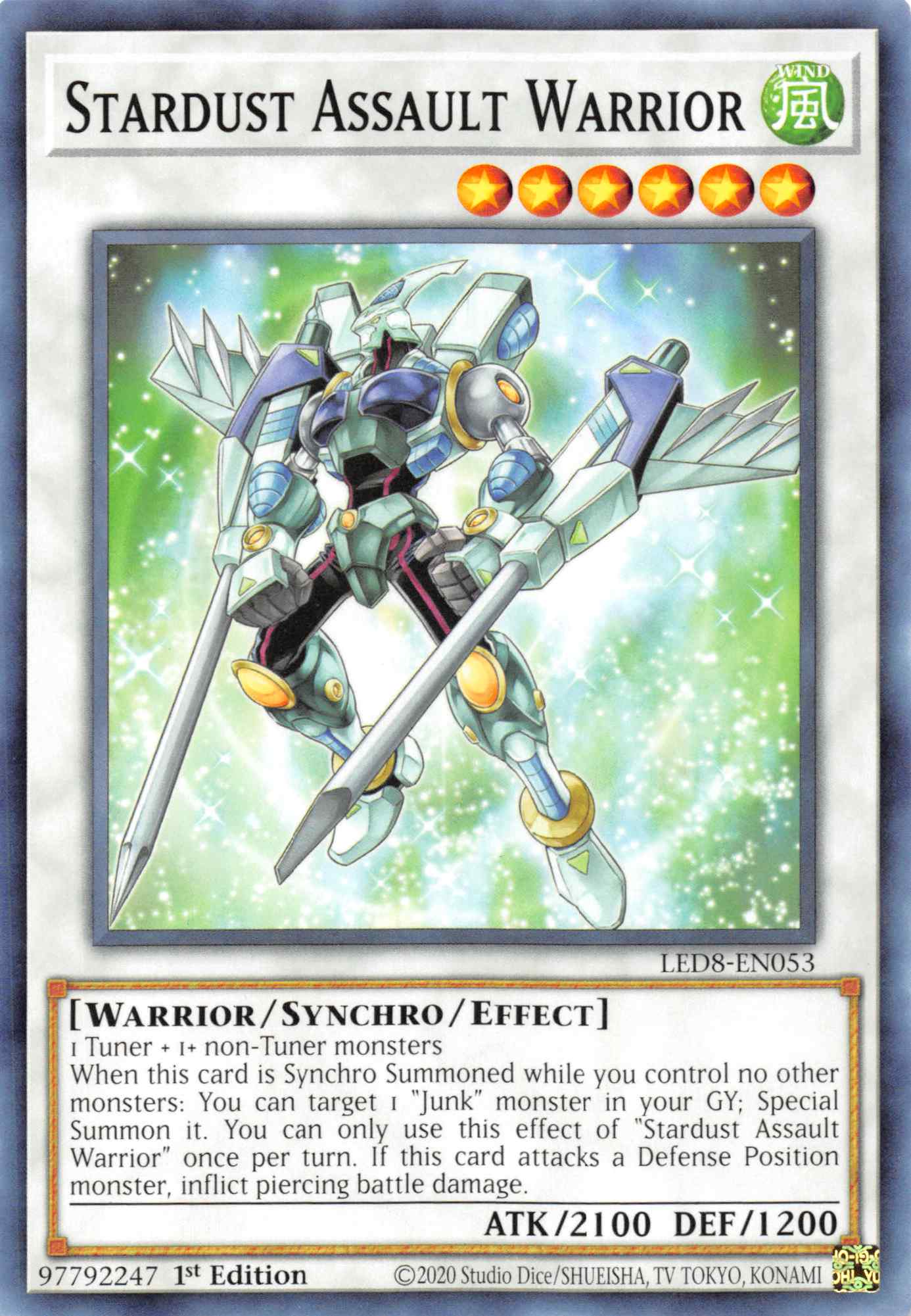 Stardust Assault Warrior [LED8-EN053] Common | Anubis Games and Hobby