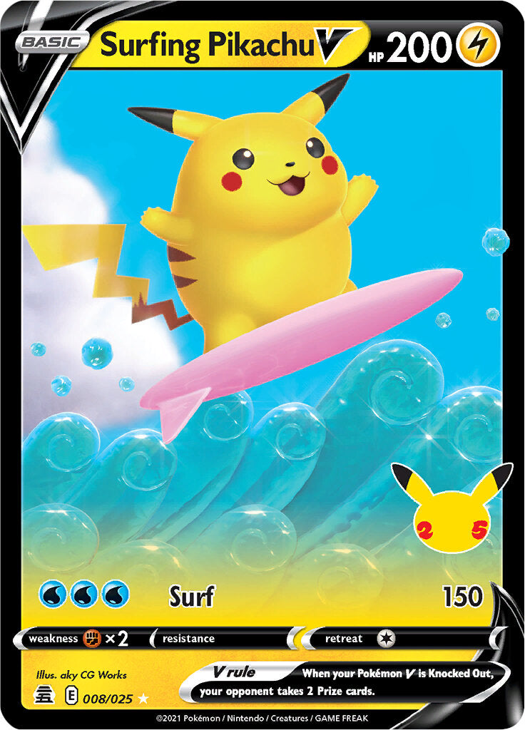 Surfing Pikachu V (008/025) [Celebrations: 25th Anniversary] | Anubis Games and Hobby