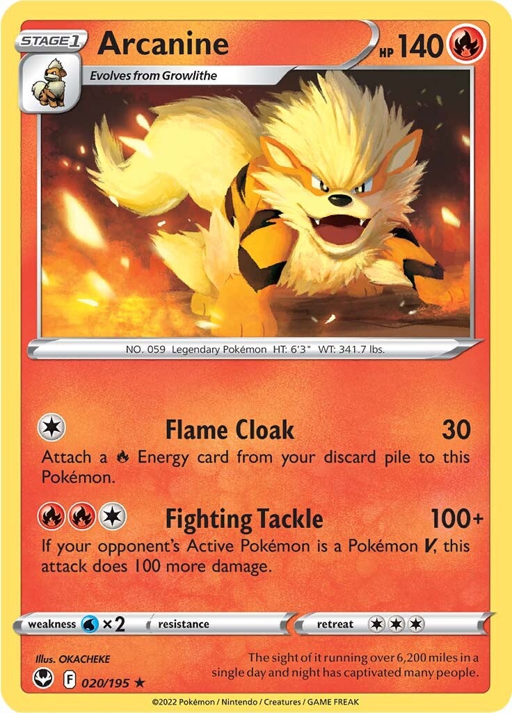 Arcanine (020/195) [Sword & Shield: Silver Tempest] | Anubis Games and Hobby