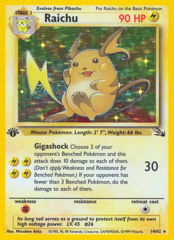 Raichu (14/62) [Fossil 1st Edition] | Anubis Games and Hobby