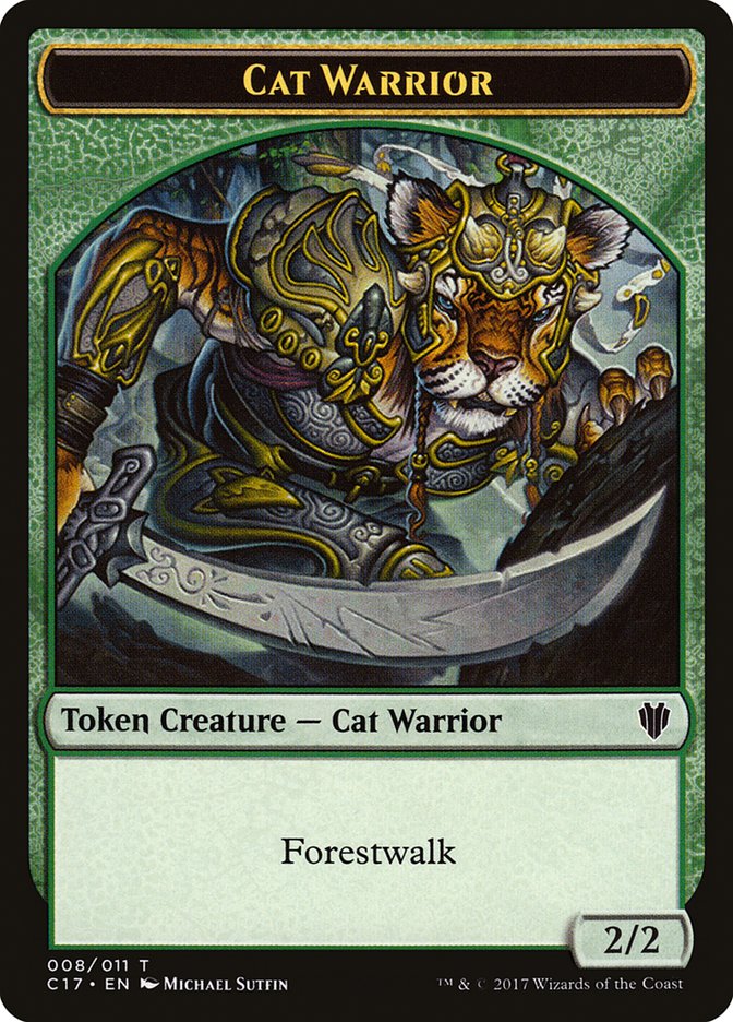 Cat Warrior (008) // Rat (003) Double-Sided Token [Commander 2017 Tokens] | Anubis Games and Hobby