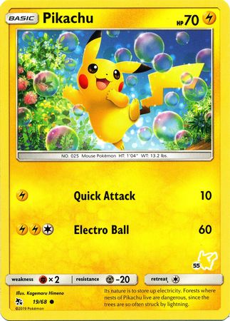 Pikachu (19/68) (Pikachu Stamp #55) [Battle Academy 2020] | Anubis Games and Hobby