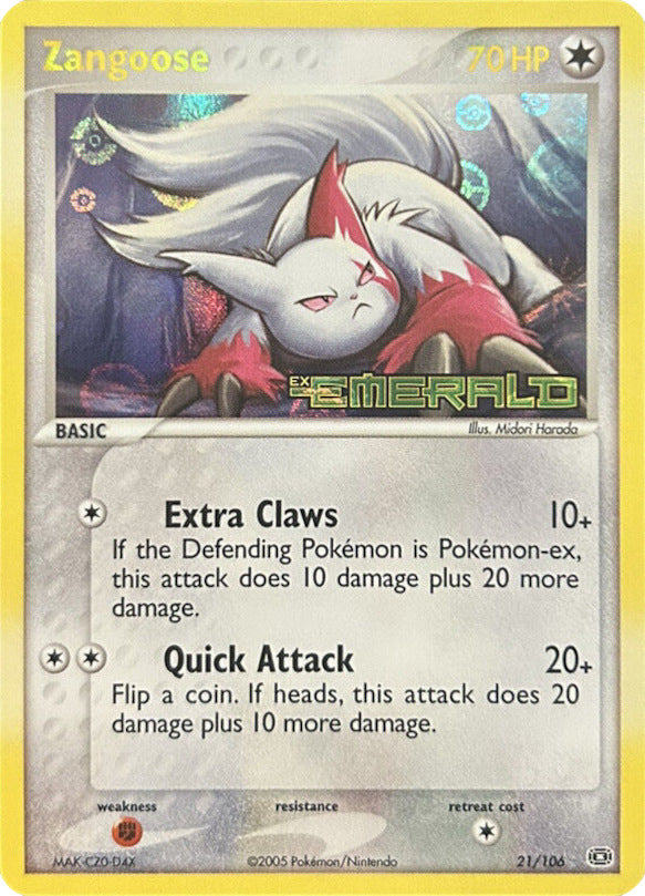 Zangoose (21/106) (Stamped) [EX: Emerald] | Anubis Games and Hobby