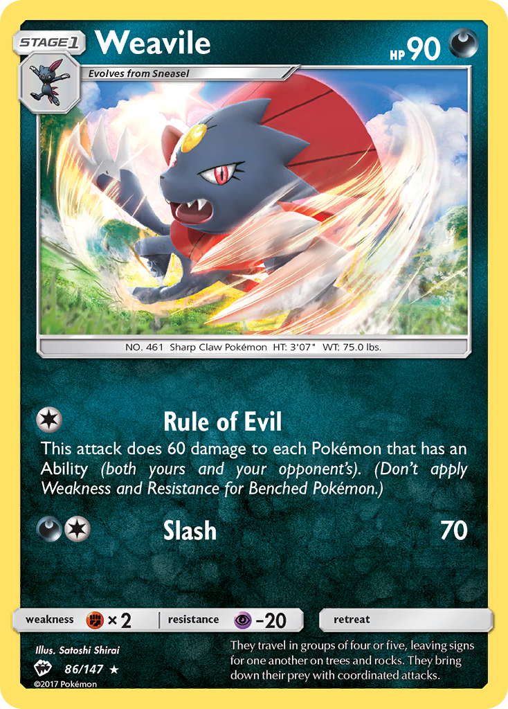 Weavile (86/147) [Sun & Moon: Burning Shadows] | Anubis Games and Hobby