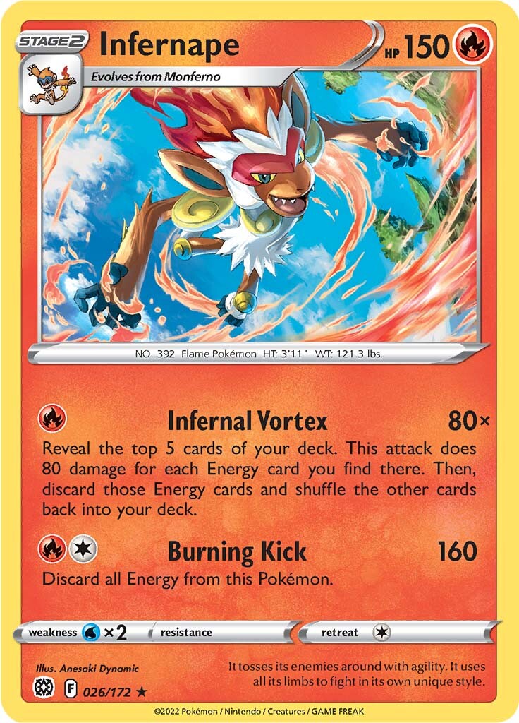 Infernape (026/172) (Theme Deck Exclusive) [Sword & Shield: Brilliant Stars] | Anubis Games and Hobby