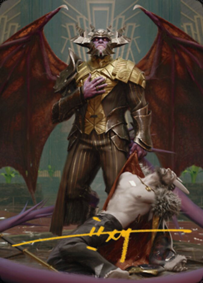 Ob Nixilis, the Adversary 1 Art Card (Gold-Stamped Signature) [Streets of New Capenna Art Series] | Anubis Games and Hobby