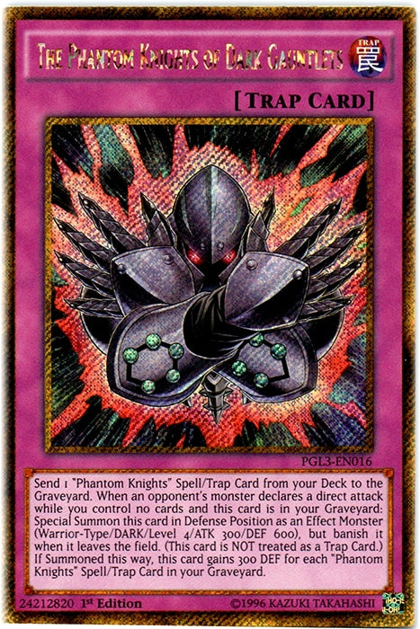 The Phantom Knights of Dark Gauntlets [PGL3-EN016] Gold Secret Rare | Anubis Games and Hobby