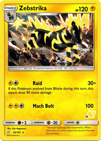 Zebstrika (45/181) (Pikachu Stamp #16) [Battle Academy 2020] | Anubis Games and Hobby