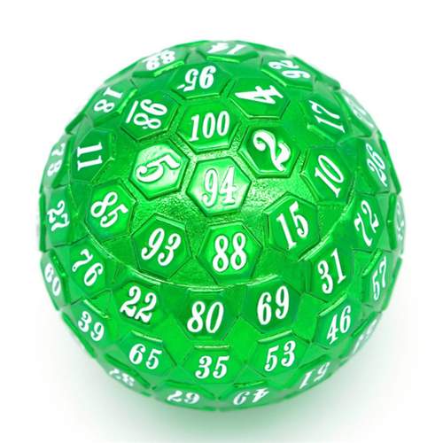 Green White Metal D100 | Anubis Games and Hobby