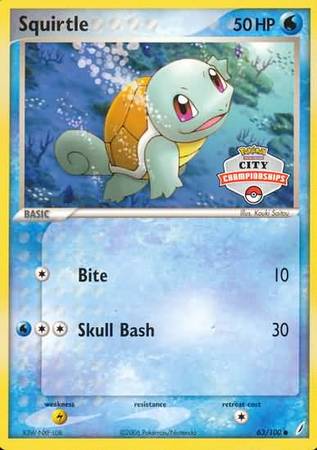 Squirtle (63/100) (City Championship Promo) [EX: Crystal Guardians] | Anubis Games and Hobby