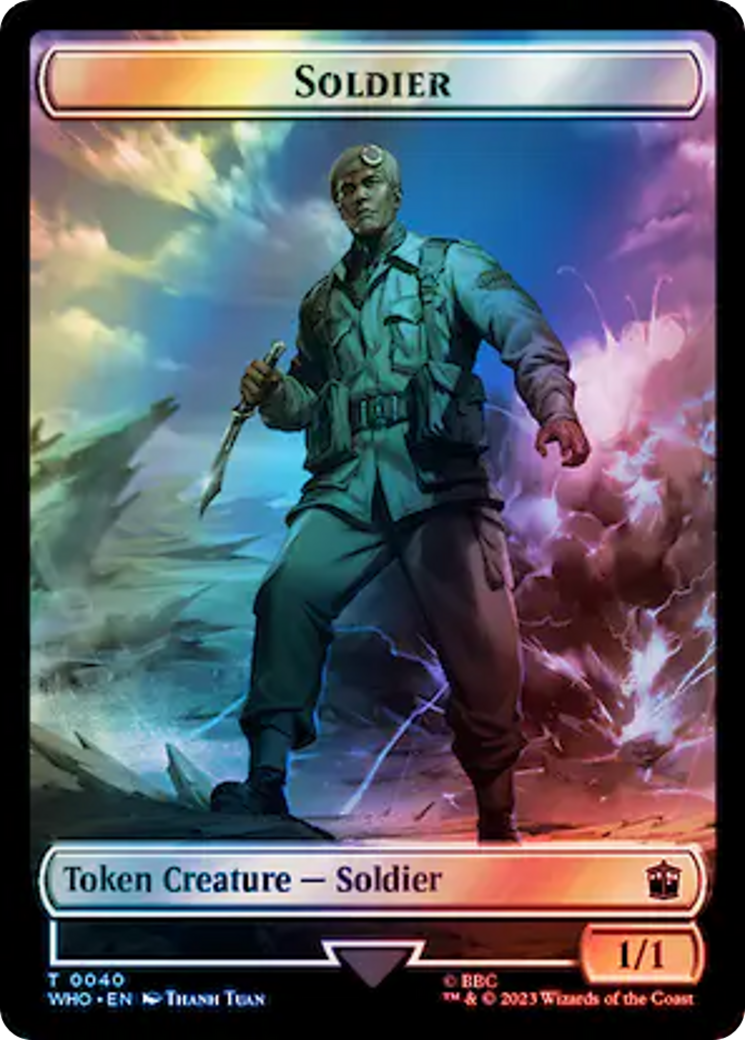 Soldier // Mark of the Rani Double-Sided Token (Surge Foil) [Doctor Who Tokens] | Anubis Games and Hobby