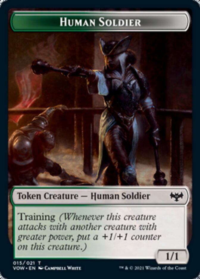 Zombie (008) // Human Soldier Double-Sided Token [Innistrad: Crimson Vow Tokens] | Anubis Games and Hobby