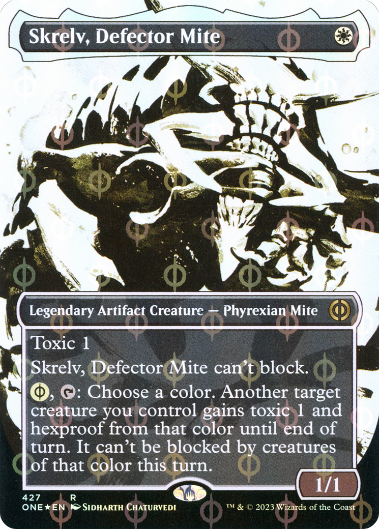 Skrelv, Defector Mite (Borderless Ichor Step-and-Compleat Foil) [Phyrexia: All Will Be One] | Anubis Games and Hobby