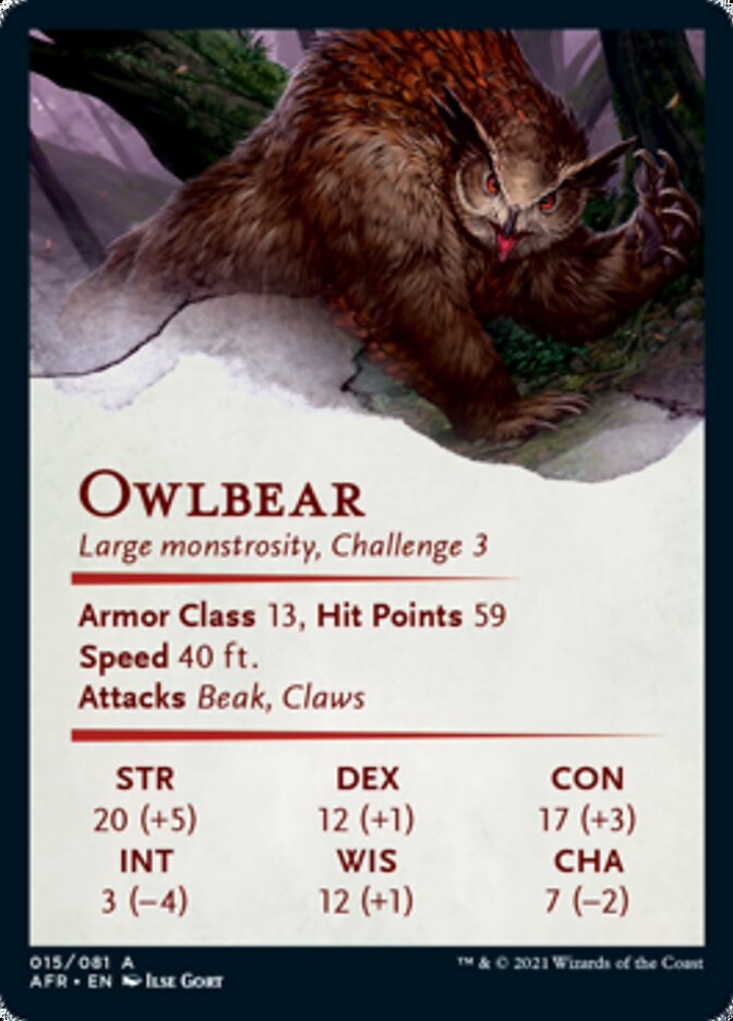 Owlbear Art Card [Dungeons & Dragons: Adventures in the Forgotten Realms Art Series] | Anubis Games and Hobby