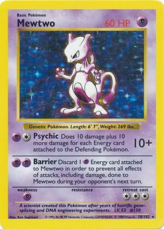 Mewtwo (10/102) [Base Set Shadowless Unlimited] | Anubis Games and Hobby