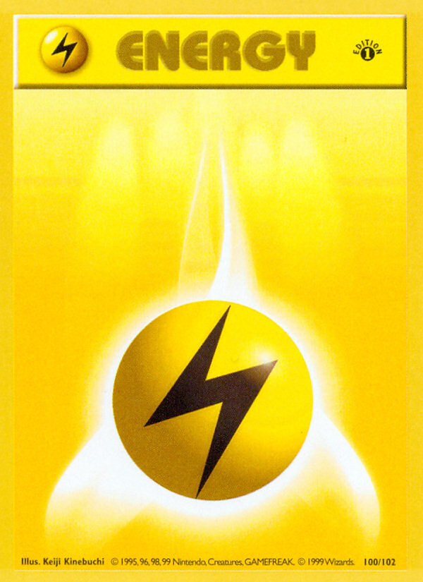 Lightning Energy (100/102) (Shadowless) [Base Set 1st Edition] | Anubis Games and Hobby