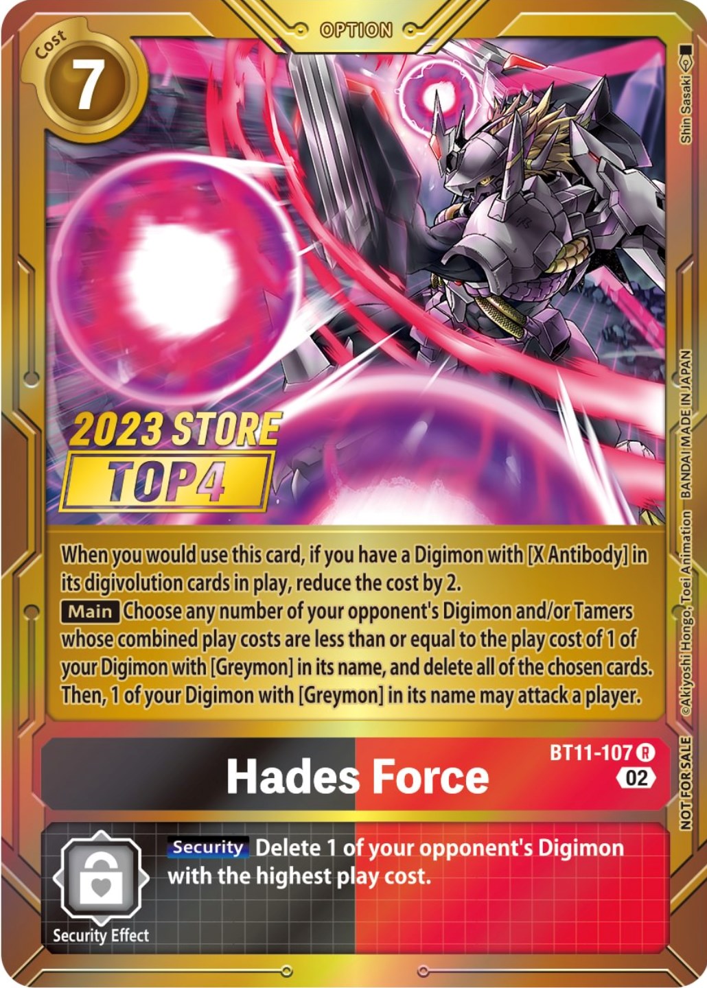 Hades Force [BT11-107] (2023 Store Top 4) [Dimensional Phase Promos] | Anubis Games and Hobby