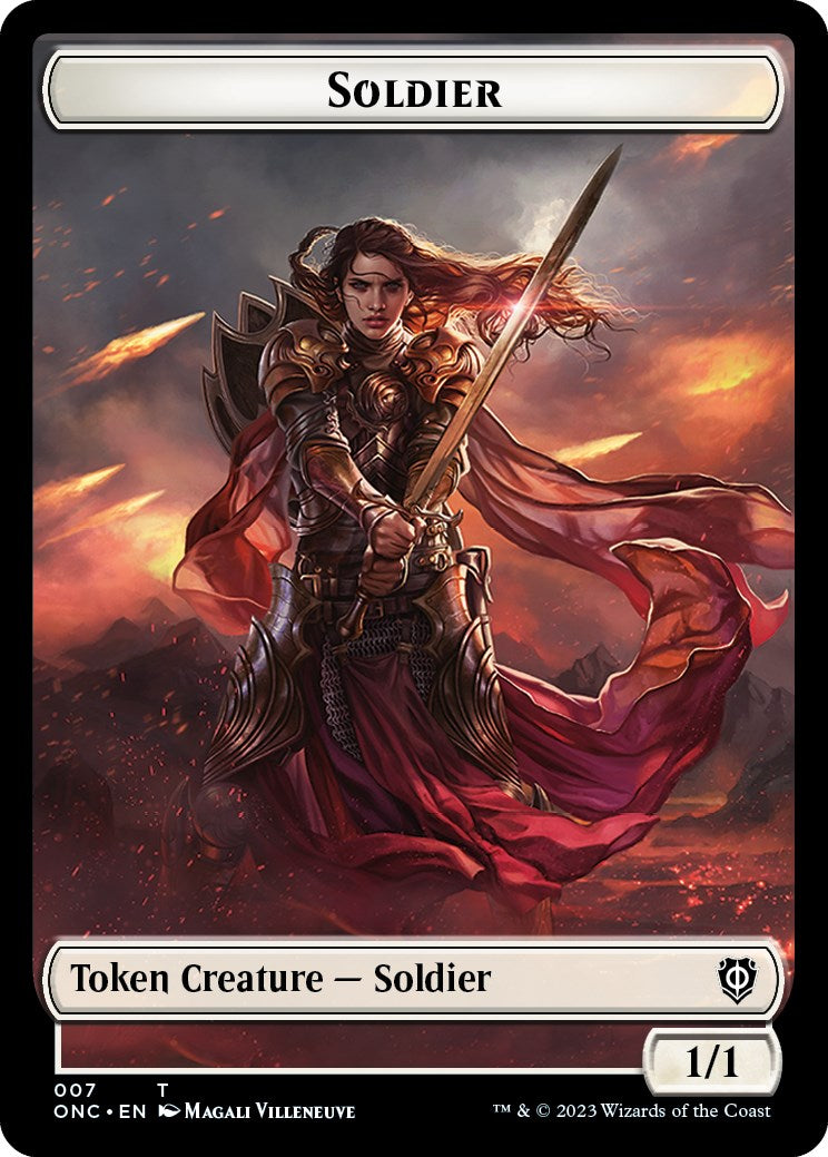 Soldier (007) // Angel Double-Sided Token [Phyrexia: All Will Be One Commander Tokens] | Anubis Games and Hobby