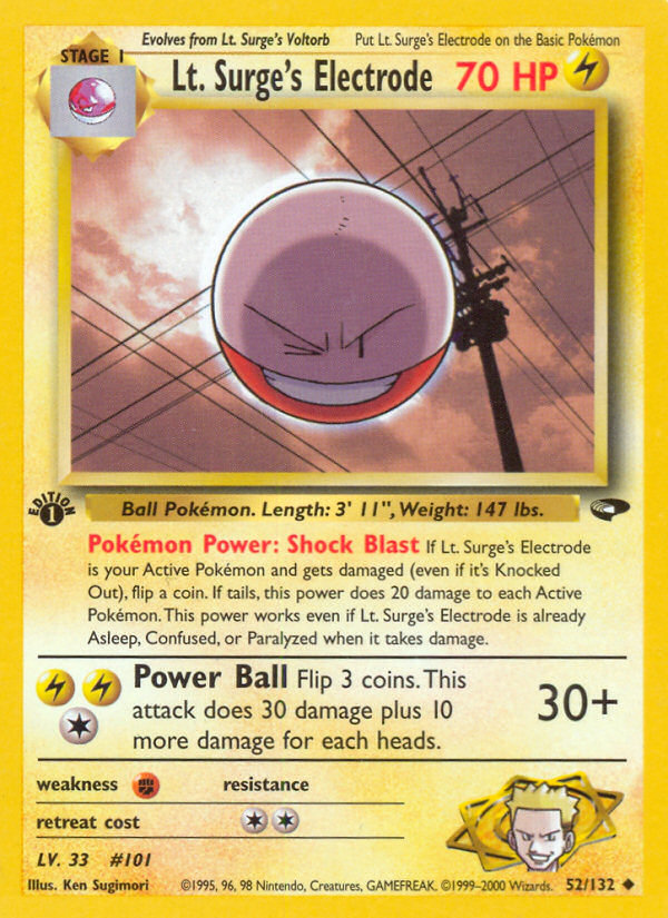 Lt. Surge's Electrode (52/132) [Gym Challenge 1st Edition] | Anubis Games and Hobby