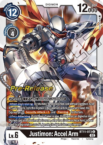 Justimon: Accel Arm [BT11-073] [Dimensional Phase Pre-Release Promos] | Anubis Games and Hobby