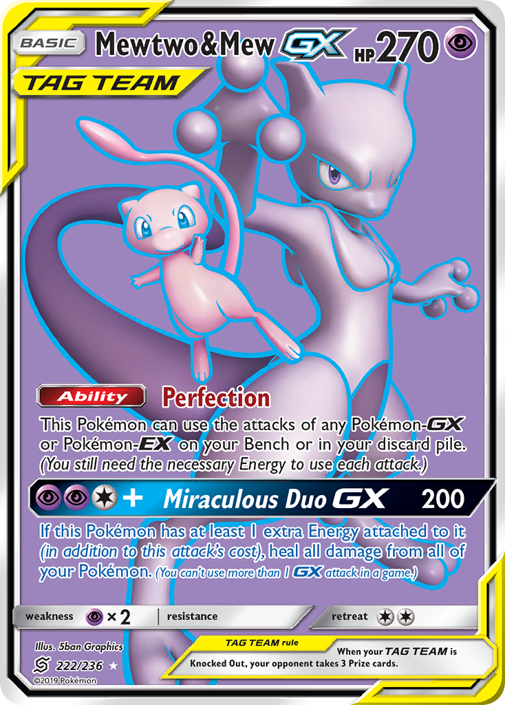 Mewtwo & Mew GX (222/236) [Sun & Moon: Unified Minds] | Anubis Games and Hobby