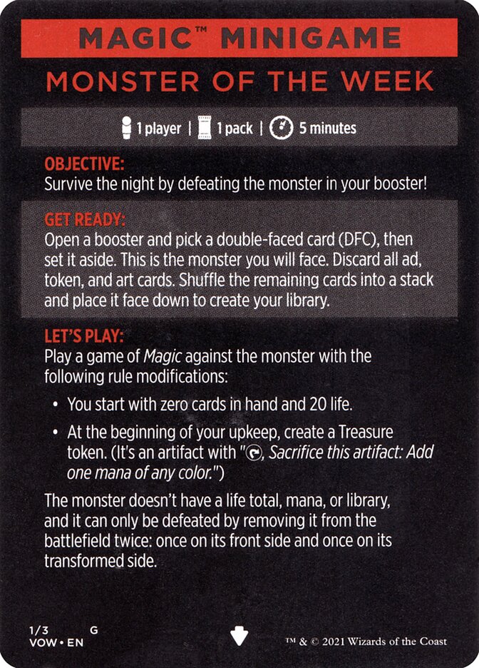 Monster of The Week (Magic Minigame) [Innistrad: Crimson Vow Minigame] | Anubis Games and Hobby