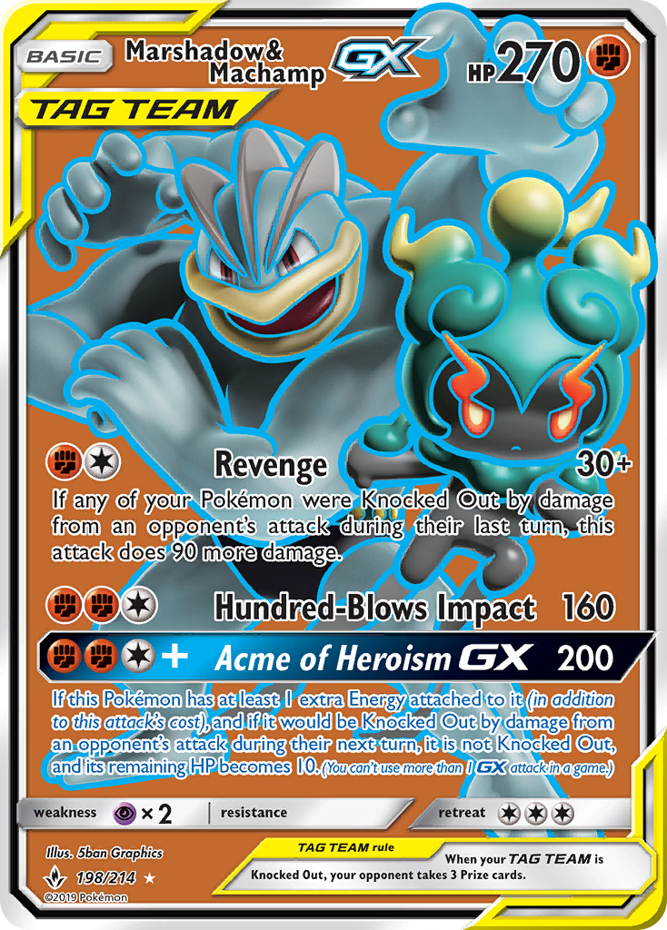 Marshadow & Machamp GX (198/214) [Sun & Moon: Unbroken Bonds] | Anubis Games and Hobby