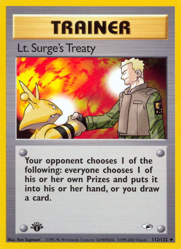 Lt. Surge's Treaty (112/132) [Gym Heroes 1st Edition] | Anubis Games and Hobby